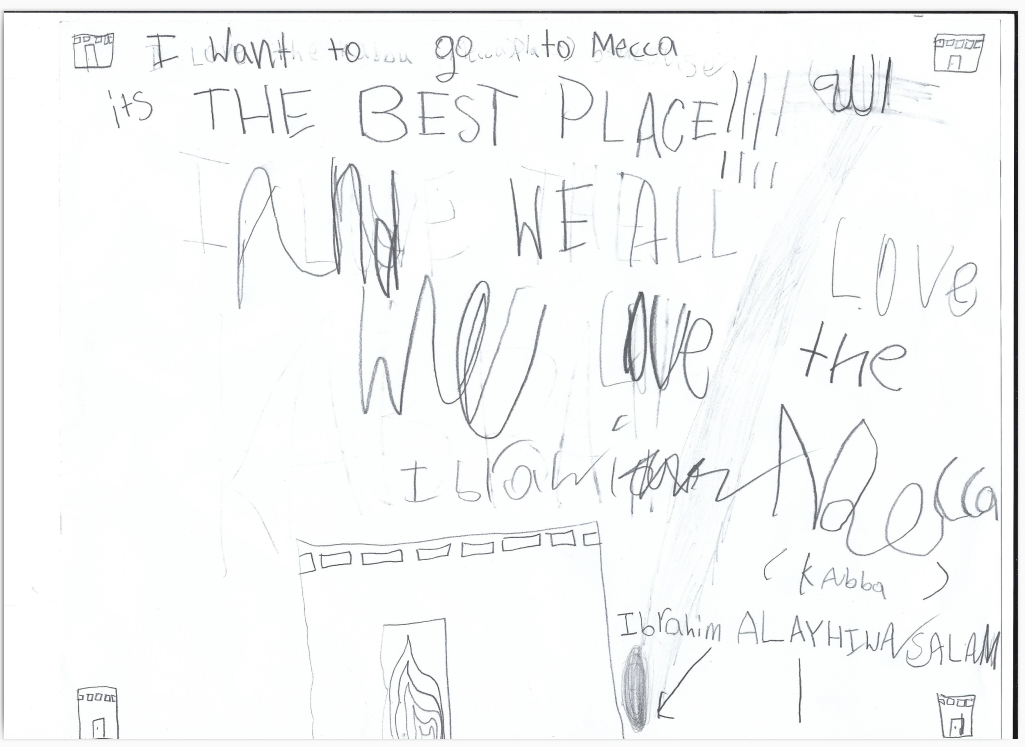 Child artwork about visiting Mecca with family