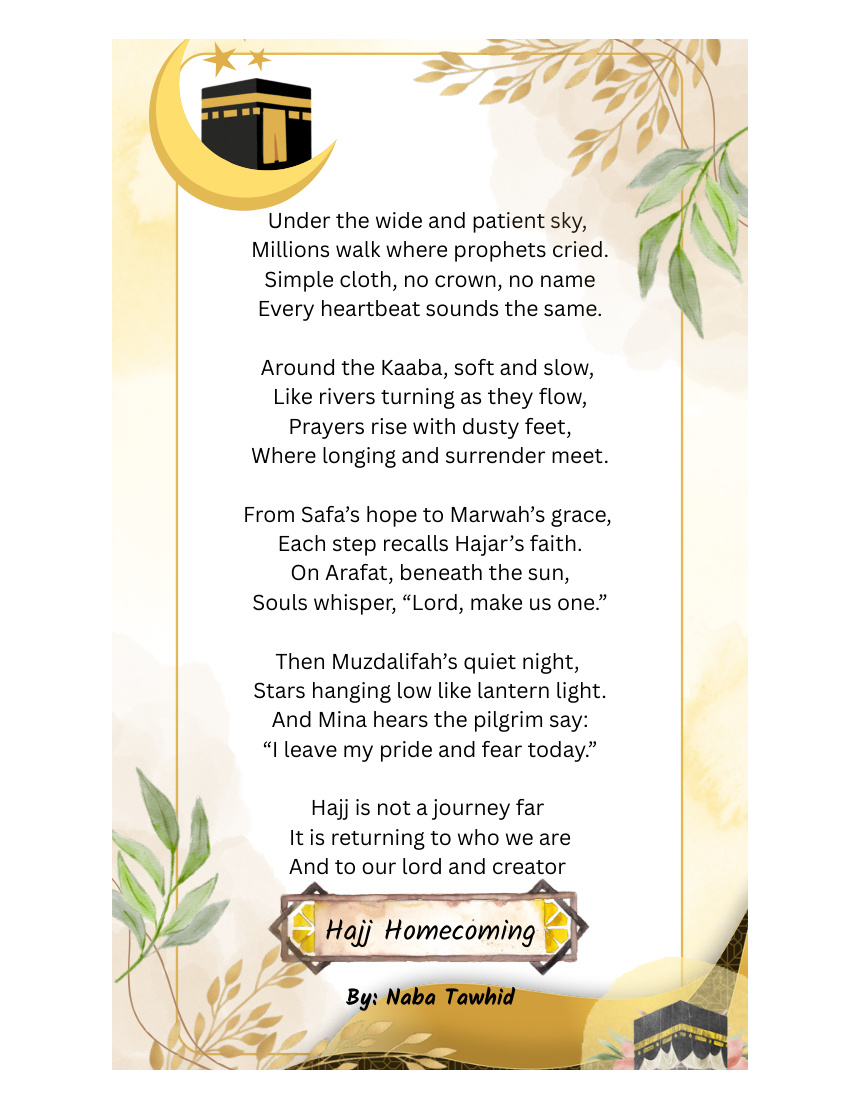 Hajj Homecoming poem poster by Naba Tawhid