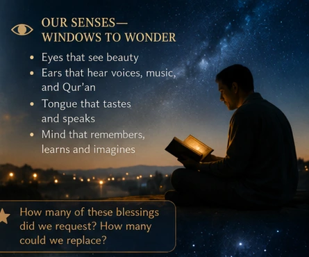 The senses as windows to beauty, memory, speech, and Qur’an
